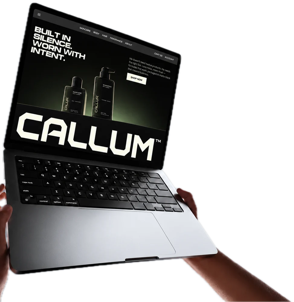 Callum Shopify web store design shown on a laptop