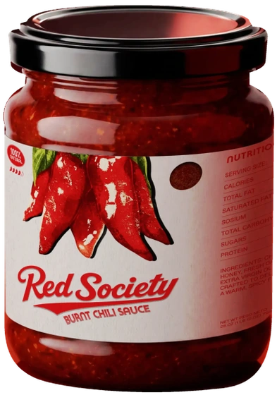 Red Society chili sauce packaging design