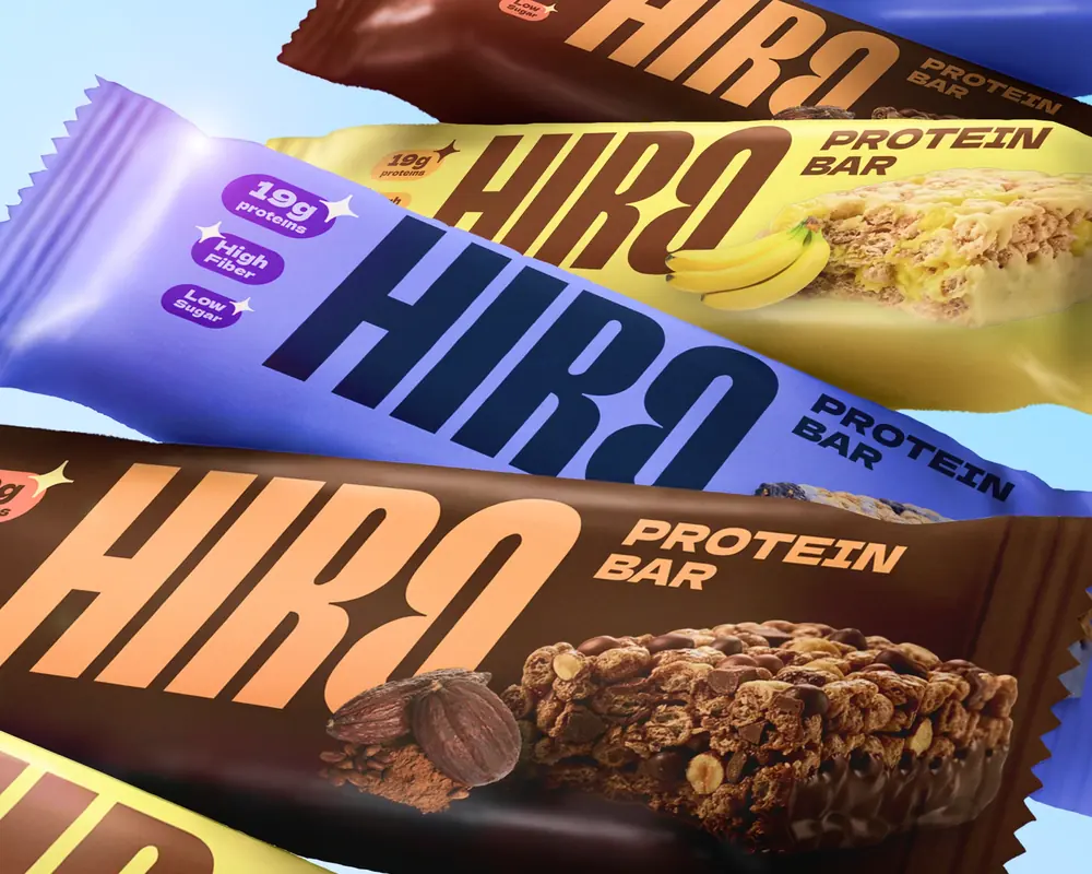 Hiro protein bars in chocolate and lemon wrappers
